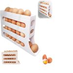4 Tier Egg Holder for the Refrigerator Automatic Scrolling Egg Rack Holder Large Capacity Multi functional Egg Organizer Storage Box