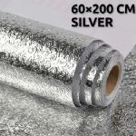 60 x 200 CM Foil Sheet Silver Aluminium Foil Sheet Kitchen Waterproof Self-Adhesive (Silver)