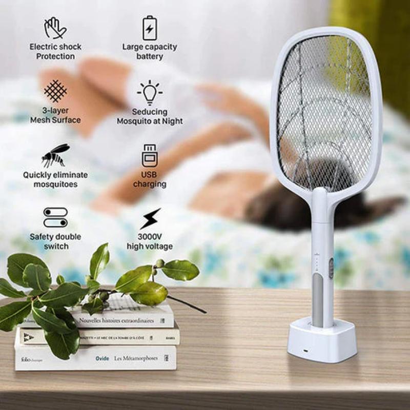 2 in 1 Rechargeable Electronic Mosquito Bat Racket Insect Killer Lamp